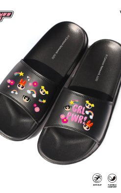 Thesilversky GRL PWR Powerpuff Girls Slides Sandal Premium | Slip On Wanita Sendal Slipper