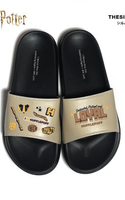 Thesilversky Hufflepuff Cream Slides Sandal Harry Potter Official