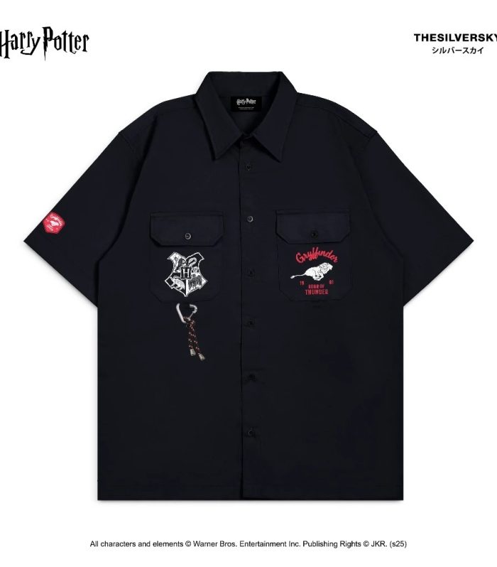 Harry Potter Hogwarts Houses Workshirt Black | Kemeja Hitam Unisex