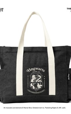 Thesilversky Harry Potter Hogwarts School Black Denim ToteBag | Tas Jinjing Laptop Pria Wanita