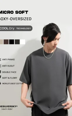 Soft Boxy Oversized Premium Micro Cotton T-shirt Kaos Pria