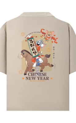 Thesilversky Tom Jerry Horse Chinese New Year Shirt Boxy Oversized | Kemeja Pria Premium