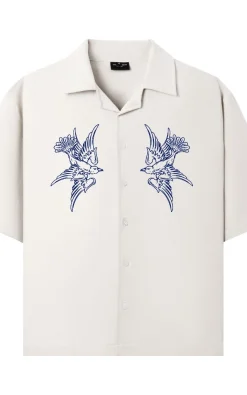 Thesilversky Swallows Shirt Boxy Linen Oversized | Kemeja Premium Men Pria Birds