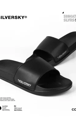 Signature Side Emboss Metalic Premium Slide Sandal Slip On