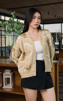 Powerpuff Girls Knit Cardigan Brown Lilac Premium