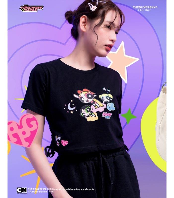 Thesilversky Powerpuff Girls Crop Tee Drawstring | Kaos Crop Serut