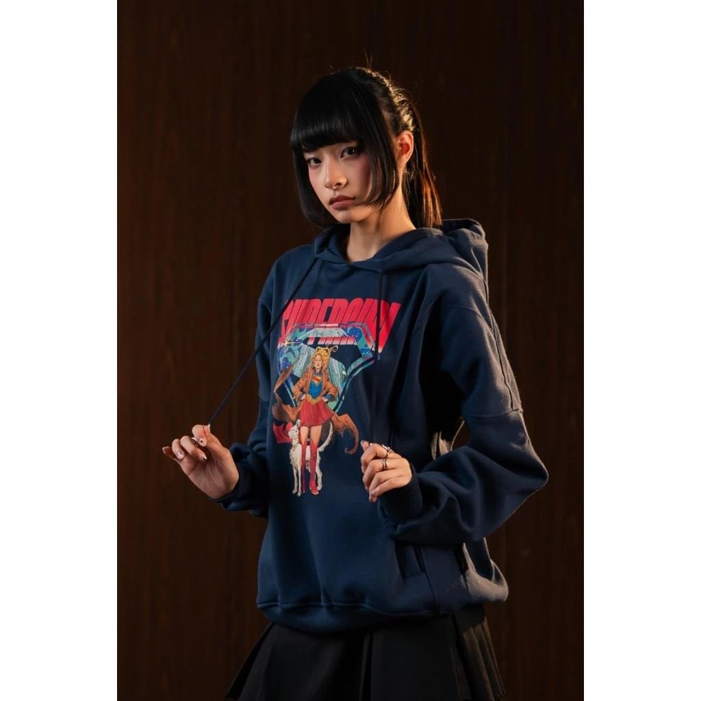Supergirl S Navy Hoodie Boxy - Image 4
